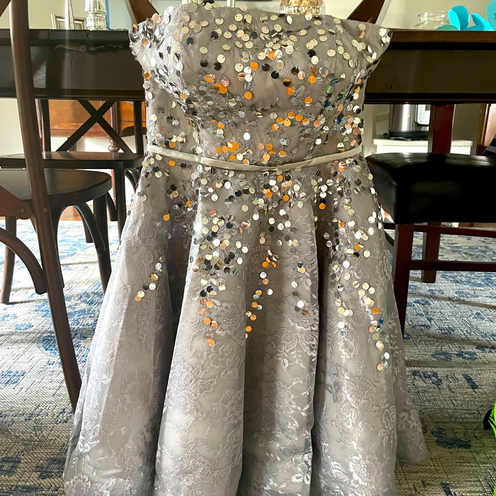 Silver cocktail or formal party dress